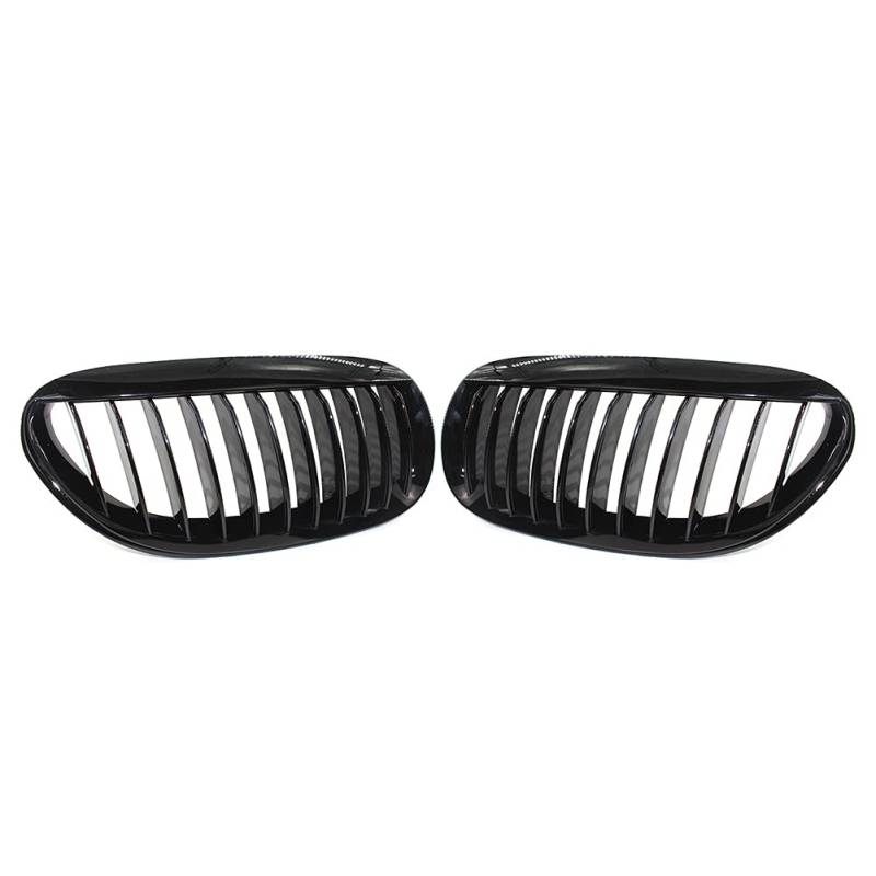 FSFYUK Kühlergrill Auto Schwarz Hochglanz Grill Einzellamelle Paar Front Niere Stoßstange Für 6er E63 Coupe E64 Cabrio 51137008915, 51137077931, 51137008916, 51137077932 von generisch