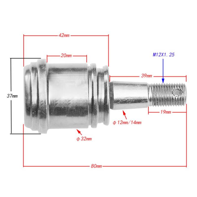 FSFYUK Motorrad Kugelgelenk Unteren Vorderen Kugelgelenk Silber Mithelfer Für ATV Quad Scooter Go-Kart 50cc 70cc 90cc 110cc 125cc von generisch