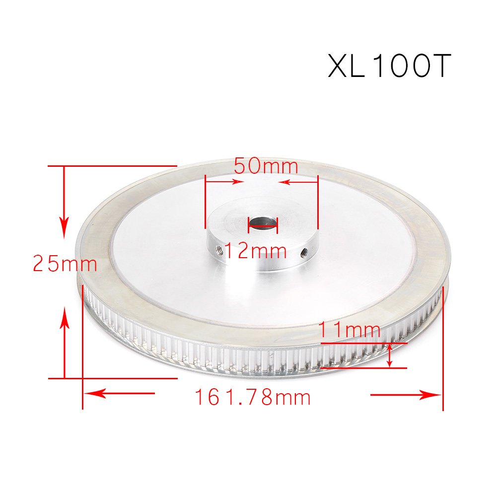 FSFYUK Synchron Rad XL 100 Zähne Aluminium Legierung 12mm Pilot Bohrung Zahnriemen Pulley Für 3D Drucke von generisch