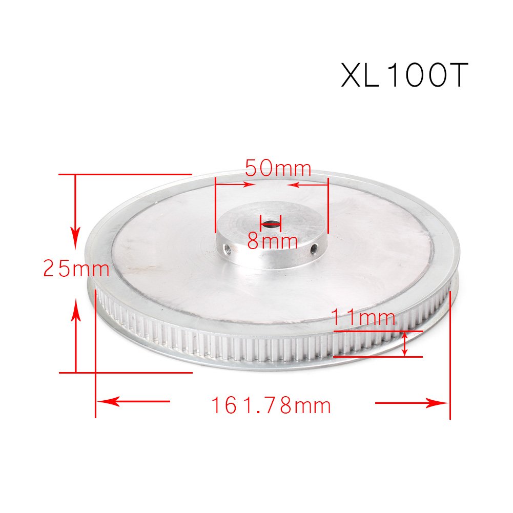 FSFYUK Synchron Rad XL 100 Zähne Aluminium Legierung 8mm Pilot Bohrung Zahnriemen Pulley Für 3D Drucke von generisch