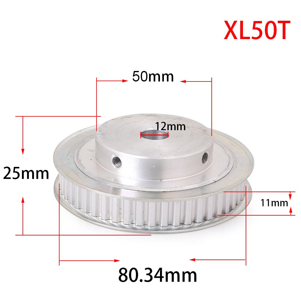 FSFYUK Synchron Rad XL 50 Zähne Aluminium 12mm Bohrung Zahnriemen Pulley Für 3D Drucker 10mm Breite Gürtel von generisch