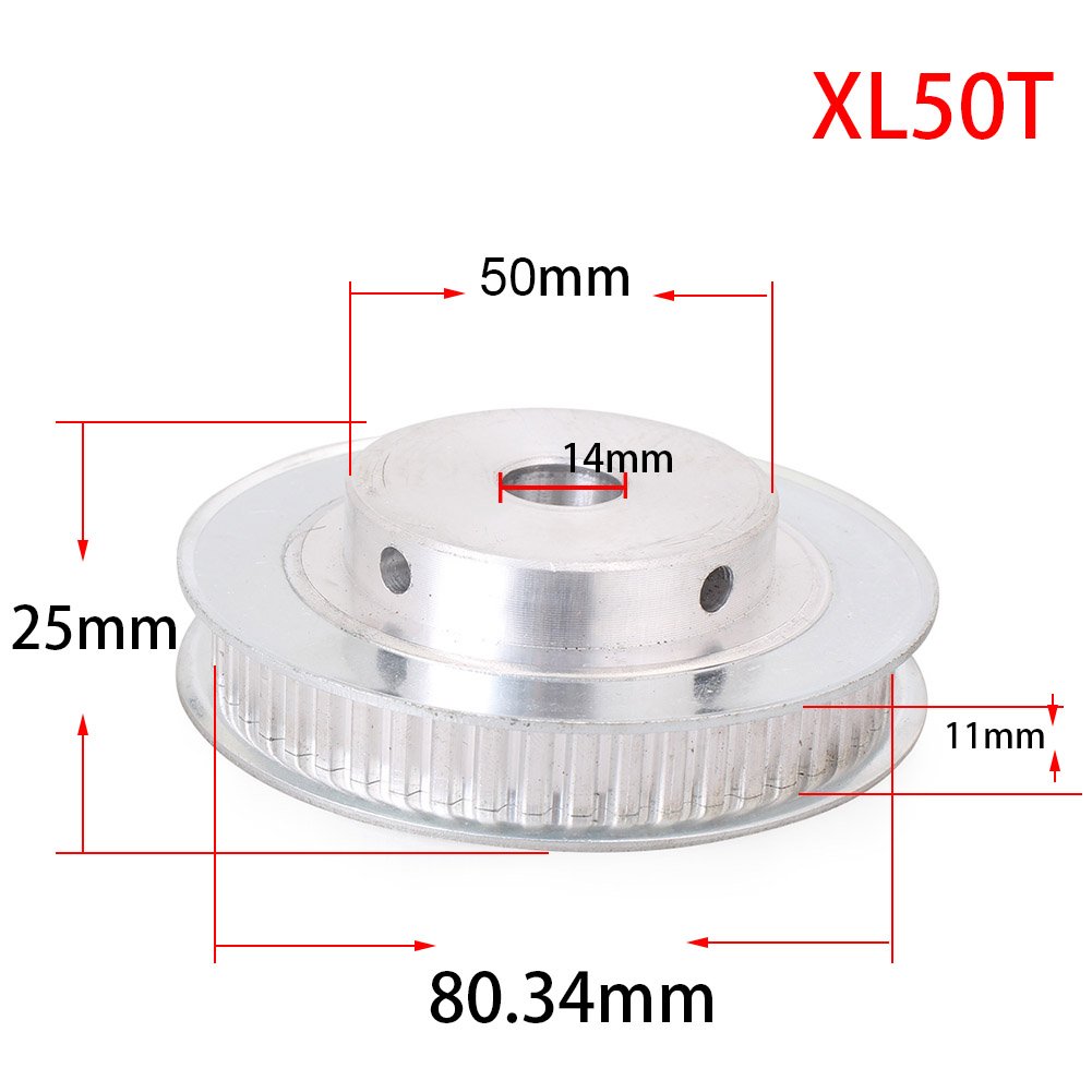 FSFYUK Synchron Rad XL 50 Zähne Aluminium Legierung 14mm Pilot Bohrung Zahnriemen Pulley Für 3D Drucke von generisch