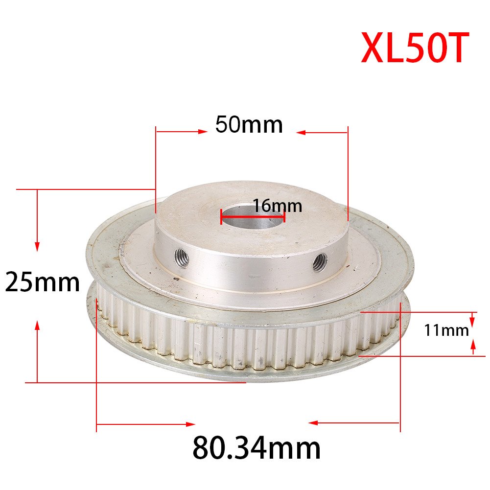 FSFYUK Synchron Rad XL 50 Zähne Aluminium Legierung 16mm Pilot Bohrung Zahnriemen Pulley Für 3D Drucke von generisch