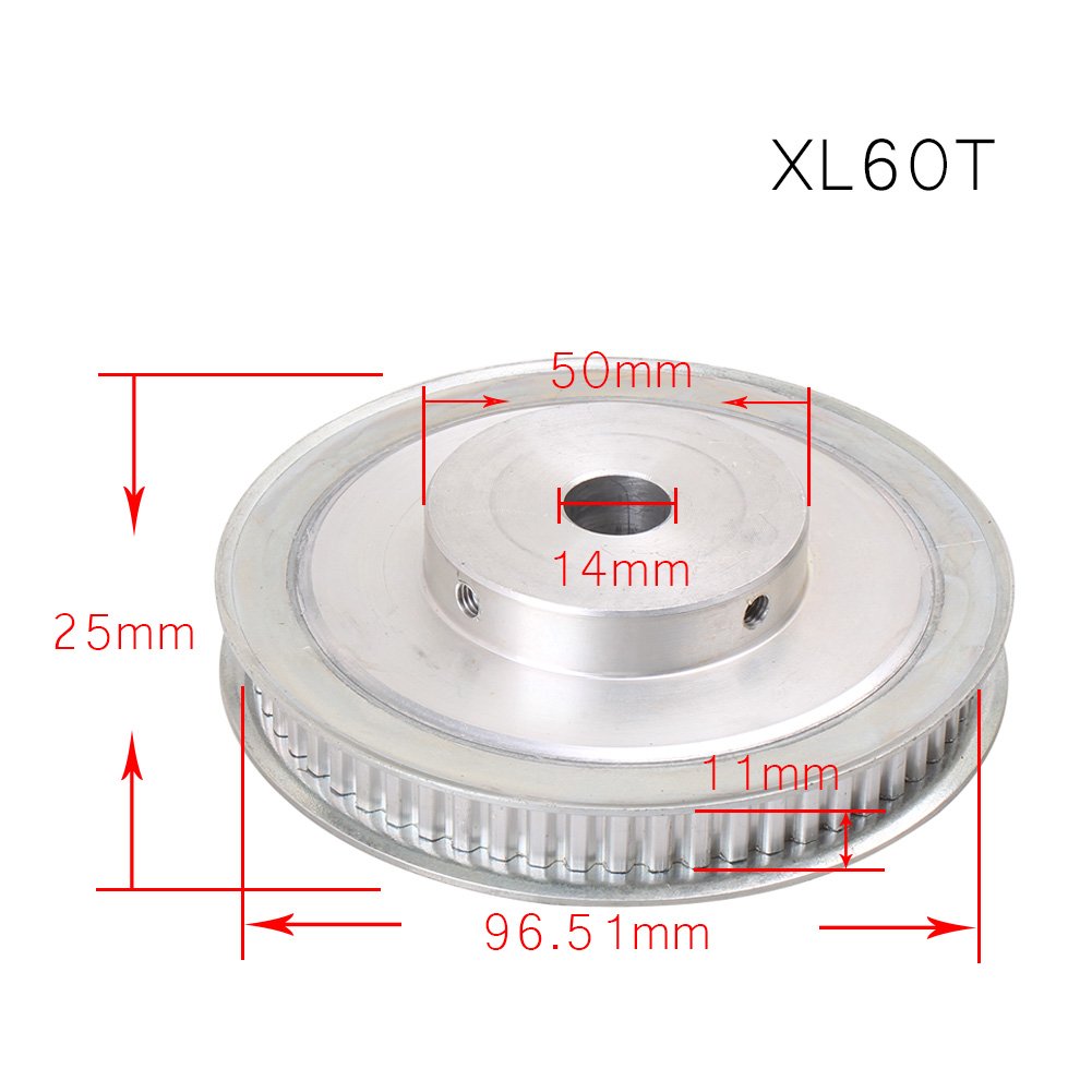 FSFYUK Synchron Rad XL 60 Zähne Aluminium 14mm Bohrung Zahnriemen Pulley Für 3D Drucker 10mm Breite Gürtel von generisch