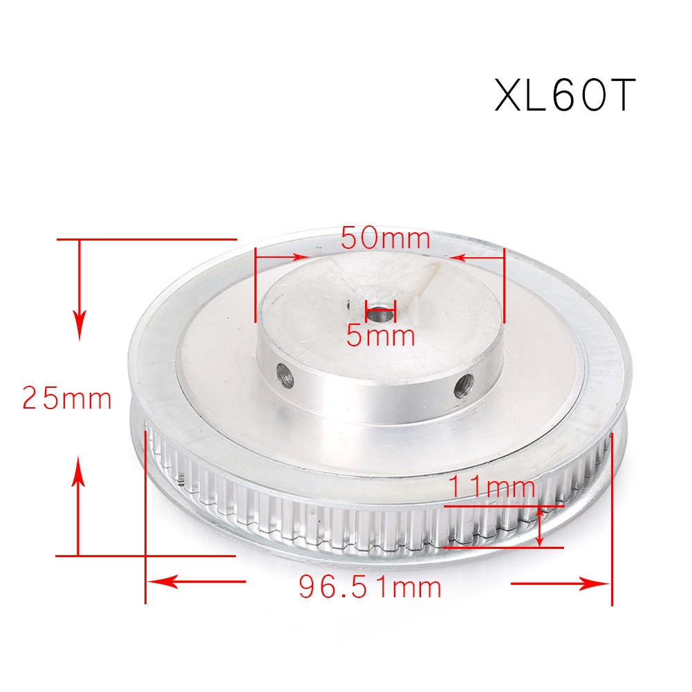 FSFYUK Synchron Rad XL 60 Zähne Aluminium 17mm Bohrung Zahnriemen Pulley Für 3D Drucker 10mm Breite Gürtel von generisch