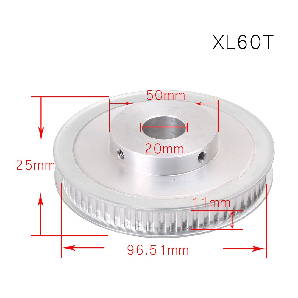 FSFYUK Synchron Rad XL 60 Zähne Aluminium 20mm Bohrung Zahnriemen Pulley Für 3D Drucker 10mm Breite Gürtel von generisch