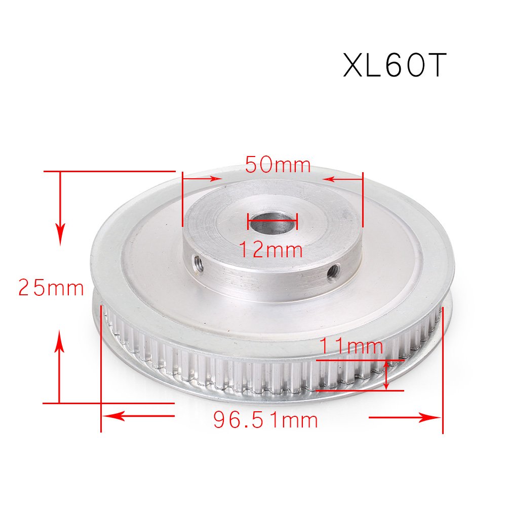 FSFYUK Synchron Rad XL 60 Zähne Aluminium Legierung 12mm Pilot Bohrung Zahnriemen Pulley Für 3D Drucke von generisch