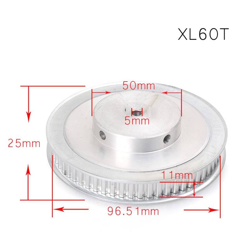 FSFYUK Synchron Rad XL 60 Zähne Aluminium Legierung 5mm Pilot Bohrung Zahnriemen Pulley Für 3D Drucke von generisch