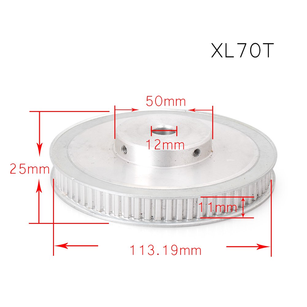 FSFYUK Synchron Rad XL 70 Zähne Aluminium Legierung 12mm Pilot Bohrung Zahnriemen Pulley Für 3D Drucke von generisch