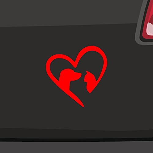 Katzen und Hunde Aufkleber -6 Größen- Auto Plott Sticker Cat Liebe Love Heart in 6 Größen und 21 Farben von UNGROL