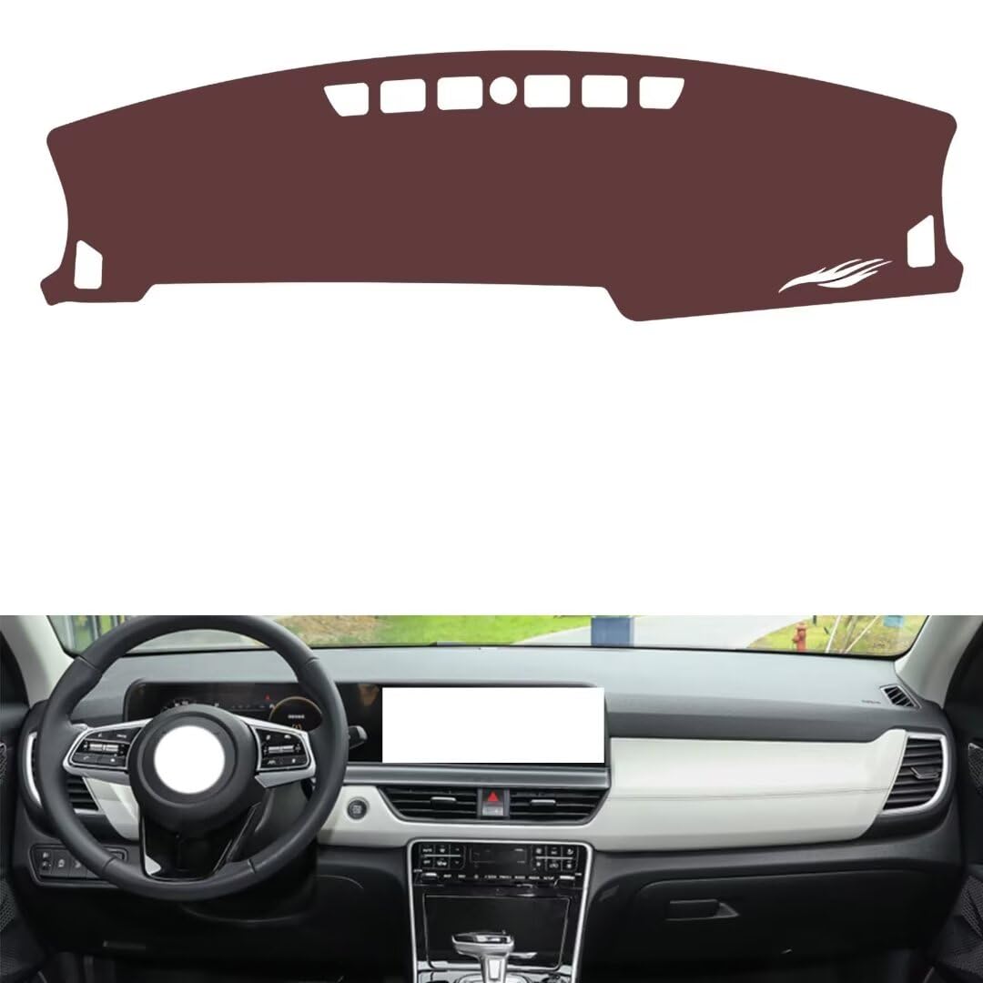 Leder auto armaturenbrett abdeckung kompatibel mit KIA Seltos,auto armaturenbrett matte(brown) von generisch