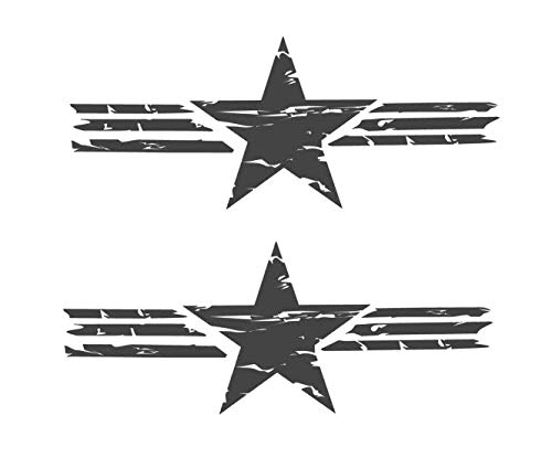 generisch 2 x US Stern Aufkleber Retro Autoaufkleber erhältlich in 30cm 50cm oder 70cm Länge USA Star Army Military Sticker 267/6 (schwarz matt, 50x20cm) von swor