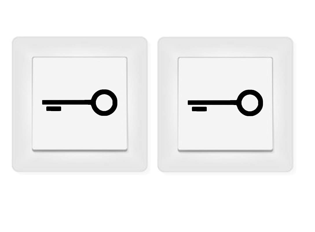generisch 2X Schlüssel Aufkleber Schalteraufkleber Symbol Schalter sperren Türe (246/2/4) (Schwarz Glanz, 4,5 x 1,5 cm) von generisch