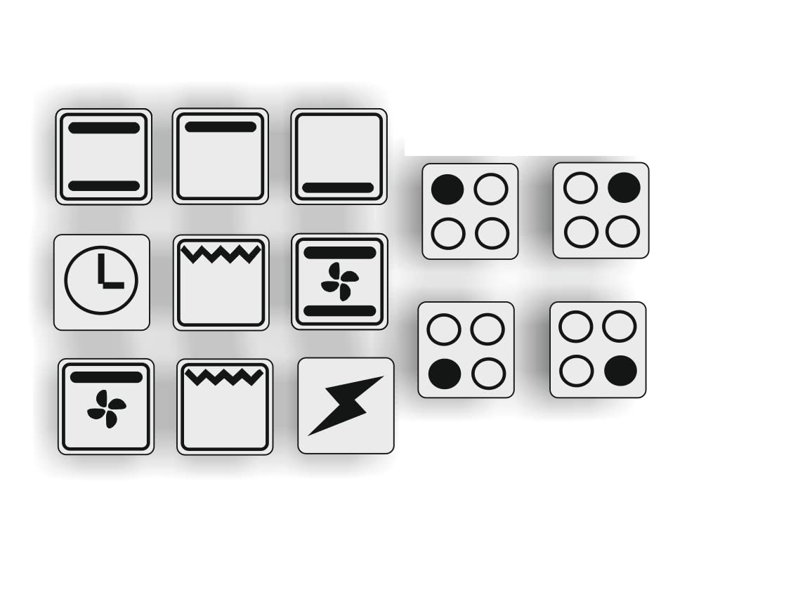 generisch EIN Set mit 13 Stück Herd Aufkleber E Herd Beschriftung Ofen Koch Schalter Zeichen Symbole (R29/1/1) (0,5 x 0,5 cm) von generisch