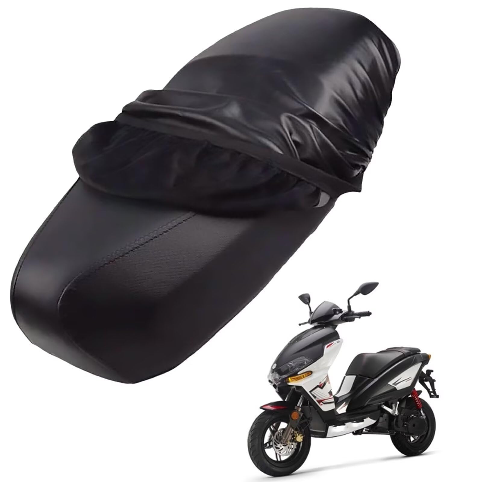 generisch Leder-sitzbezug Motorrad kompatibel mit Benelli Quattronove X 50 2015-2016,Roller sitzbankbezug,wasserdicht,regendicht,staubdicht und sonnenfest (Black) von generisch