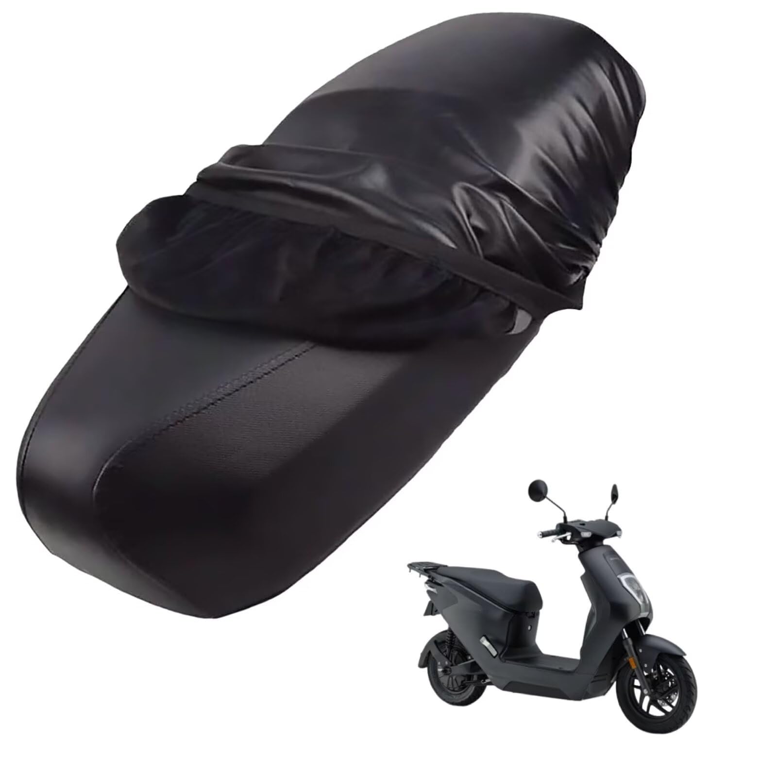 generisch Leder-sitzbezug Motorrad kompatibel mit Honda EM1 e 2024-Present,Roller sitzbankbezug,wasserdicht,regendicht,staubdicht und sonnenfest (Black) von generisch