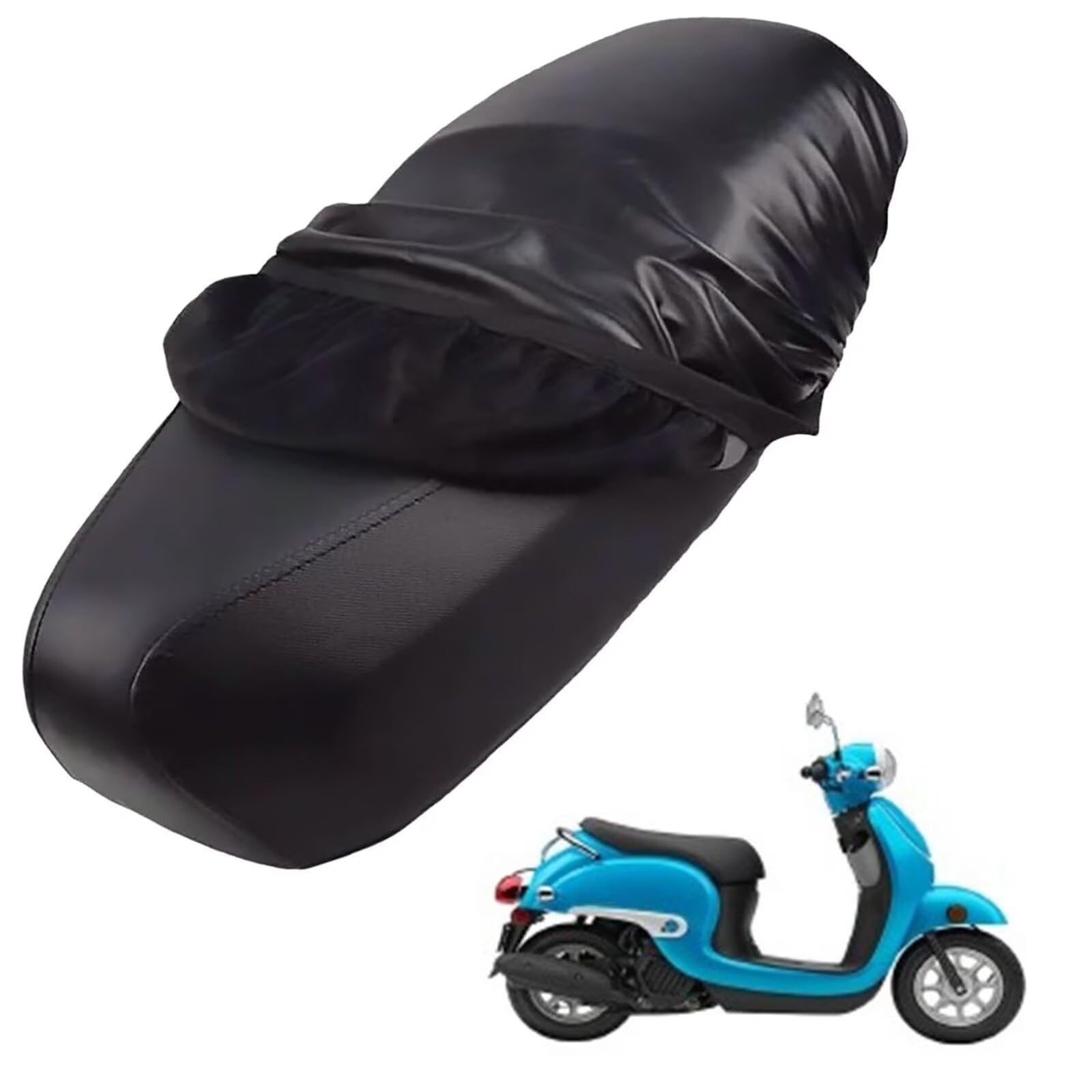 generisch Leder-sitzbezug Motorrad kompatibel mit Honda Metropolitan NCW50 2016-Present,Roller sitzbankbezug,wasserdicht,regendicht,staubdicht und sonnenfest (Black) von generisch