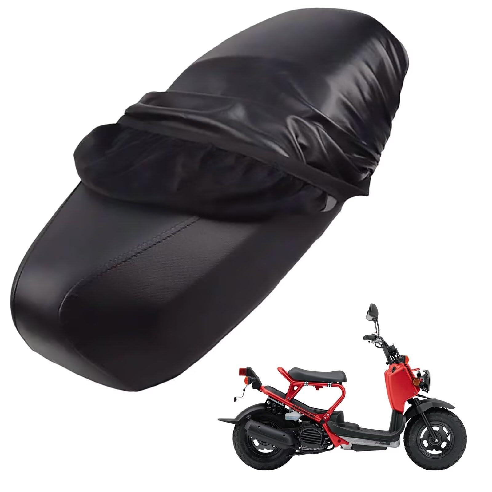 generisch Leder-sitzbezug Motorrad kompatibel mit Honda Ruckus NPS50 2008-present,Roller sitzbankbezug,wasserdicht,regendicht,staubdicht und sonnenfest (Black) von generisch