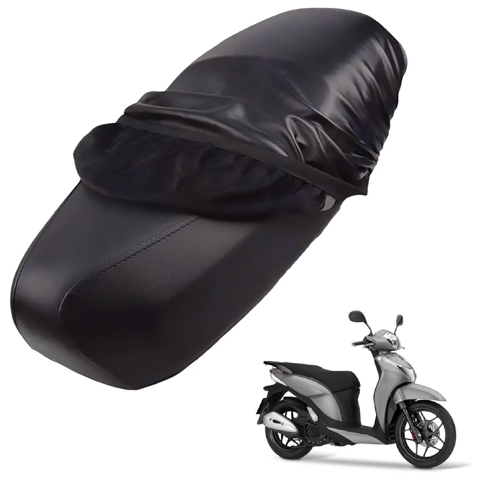 generisch Leder-sitzbezug Motorrad kompatibel mit Honda SH Mode 125 2017-Present,Roller sitzbankbezug,wasserdicht,regendicht,staubdicht und sonnenfest (Black) von generisch