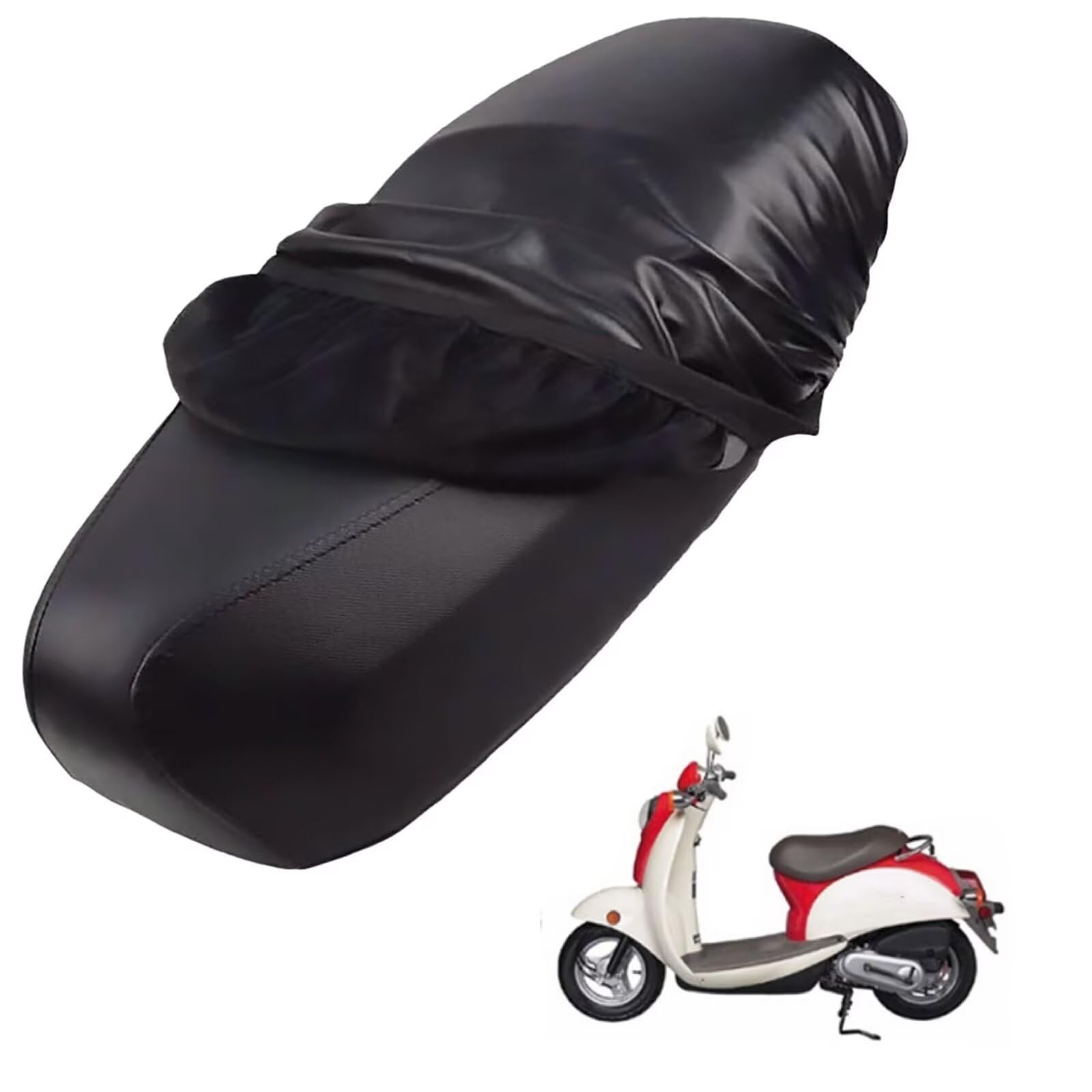 generisch Leder-sitzbezug Motorrad kompatibel mit Honda Scooters Jazz,Roller sitzbankbezug,wasserdicht,regendicht,staubdicht und sonnenfest (Black) von generisch