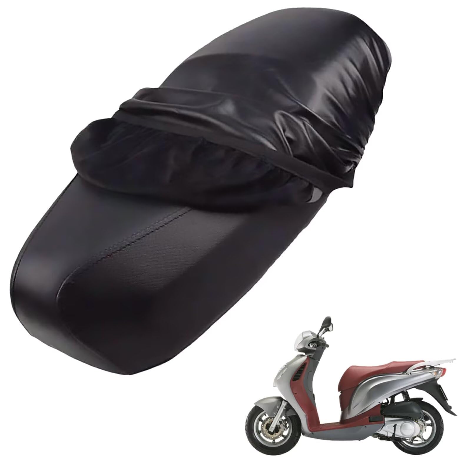 generisch Leder-sitzbezug Motorrad kompatibel mit Honda Scooters PS 125i,Roller sitzbankbezug,wasserdicht,regendicht,staubdicht und sonnenfest (Black) von generisch