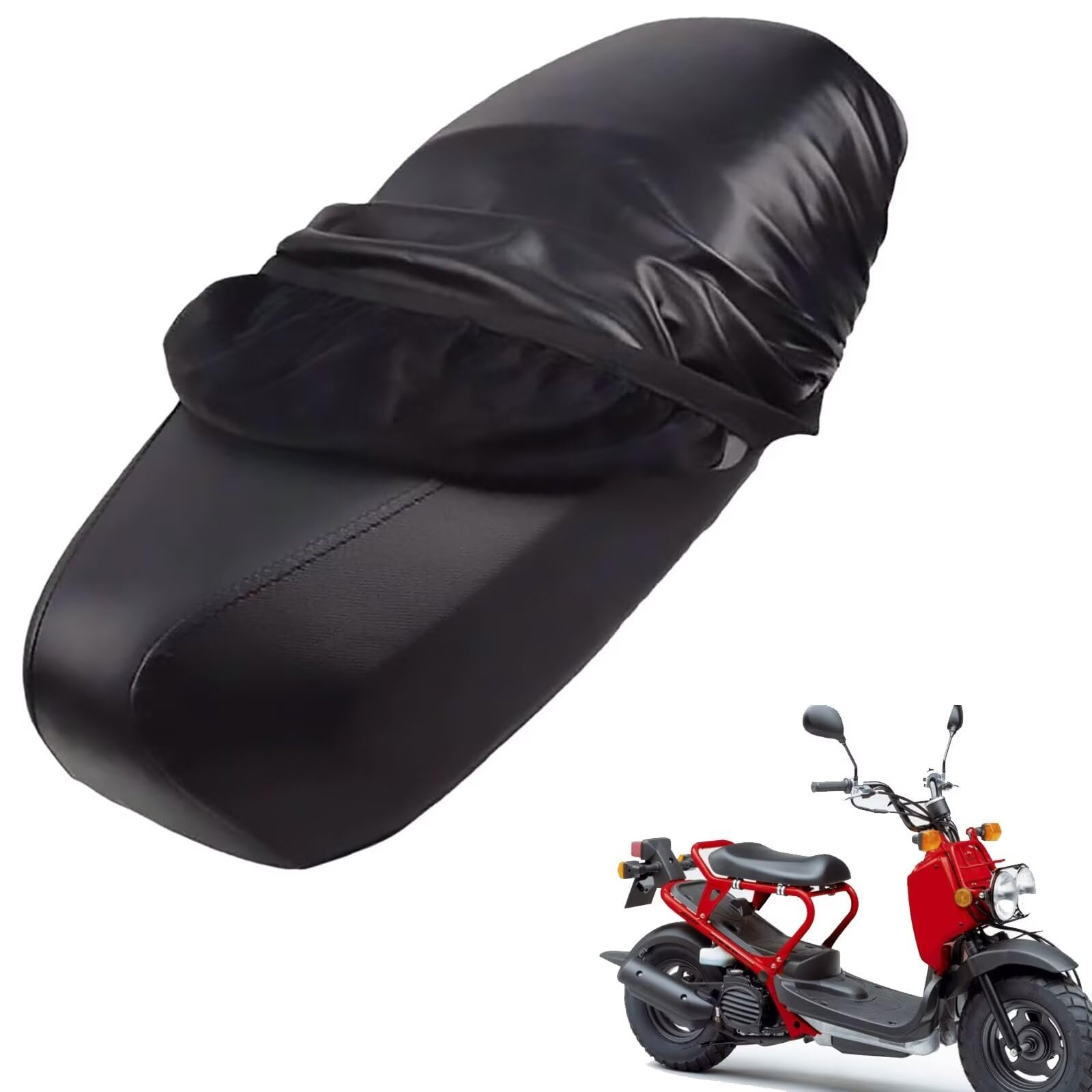 generisch Leder-sitzbezug Motorrad kompatibel mit Honda Scooters Zoomer,Roller sitzbankbezug,wasserdicht,regendicht,staubdicht und sonnenfest (Black) von generisch