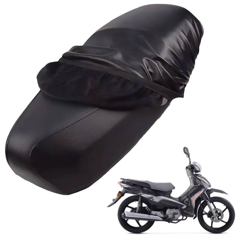 generisch Leder-sitzbezug Motorrad kompatibel mit Keeway CS 110,Roller sitzbankbezug,wasserdicht,regendicht,staubdicht und sonnenfest (Black) von generisch