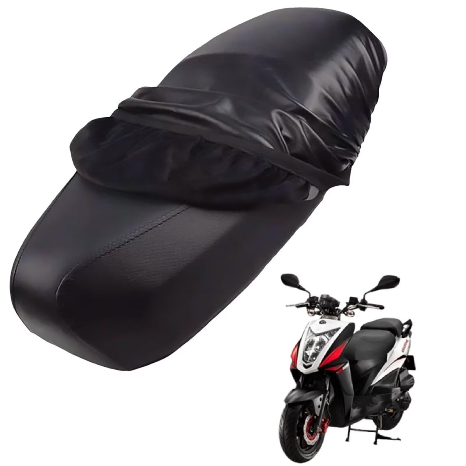 generisch Leder-sitzbezug Motorrad kompatibel mit Kymco Agility RS Naked 125 2014-2015,Roller sitzbankbezug,wasserdicht,regendicht,staubdicht und sonnenfest (Black) von generisch