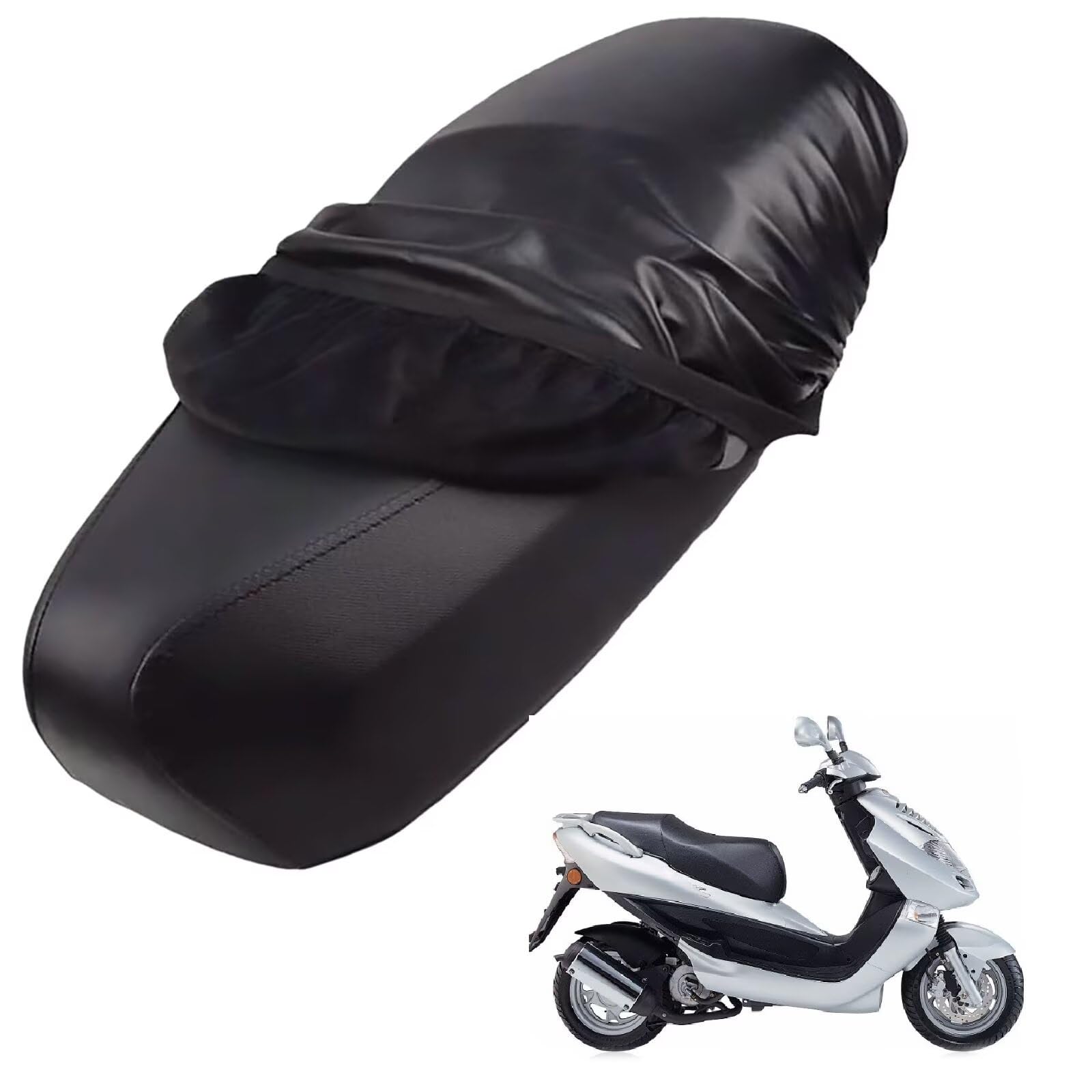 generisch Leder-sitzbezug Motorrad kompatibel mit Kymco Bet & Win 50 2005-2006,Roller sitzbankbezug,wasserdicht,regendicht,staubdicht und sonnenfest (Black) von generisch