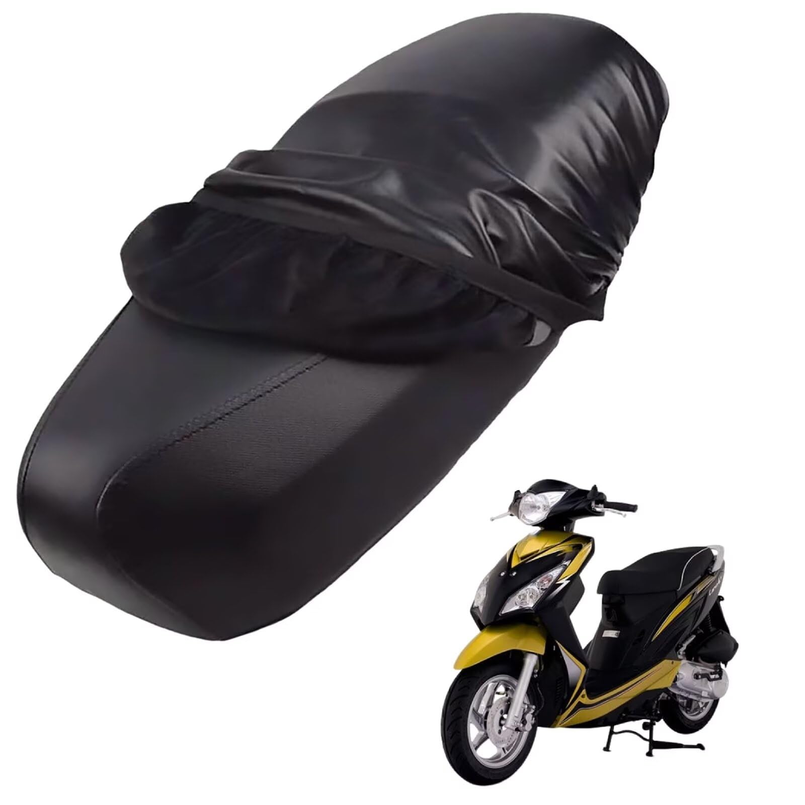 generisch Leder-sitzbezug Motorrad kompatibel mit Kymco Candy 4U 110 2014-2015,Roller sitzbankbezug,wasserdicht,regendicht,staubdicht und sonnenfest (Black) von generisch