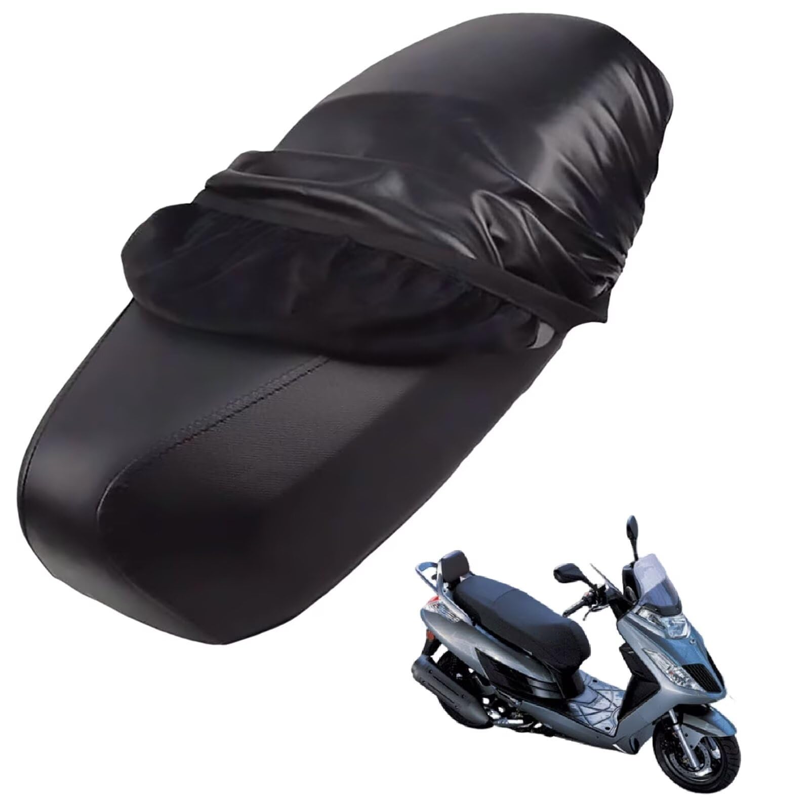 generisch Leder-sitzbezug Motorrad kompatibel mit Kymco Frost 200i 2008-2013,Roller sitzbankbezug,wasserdicht,regendicht,staubdicht und sonnenfest (Black) von generisch