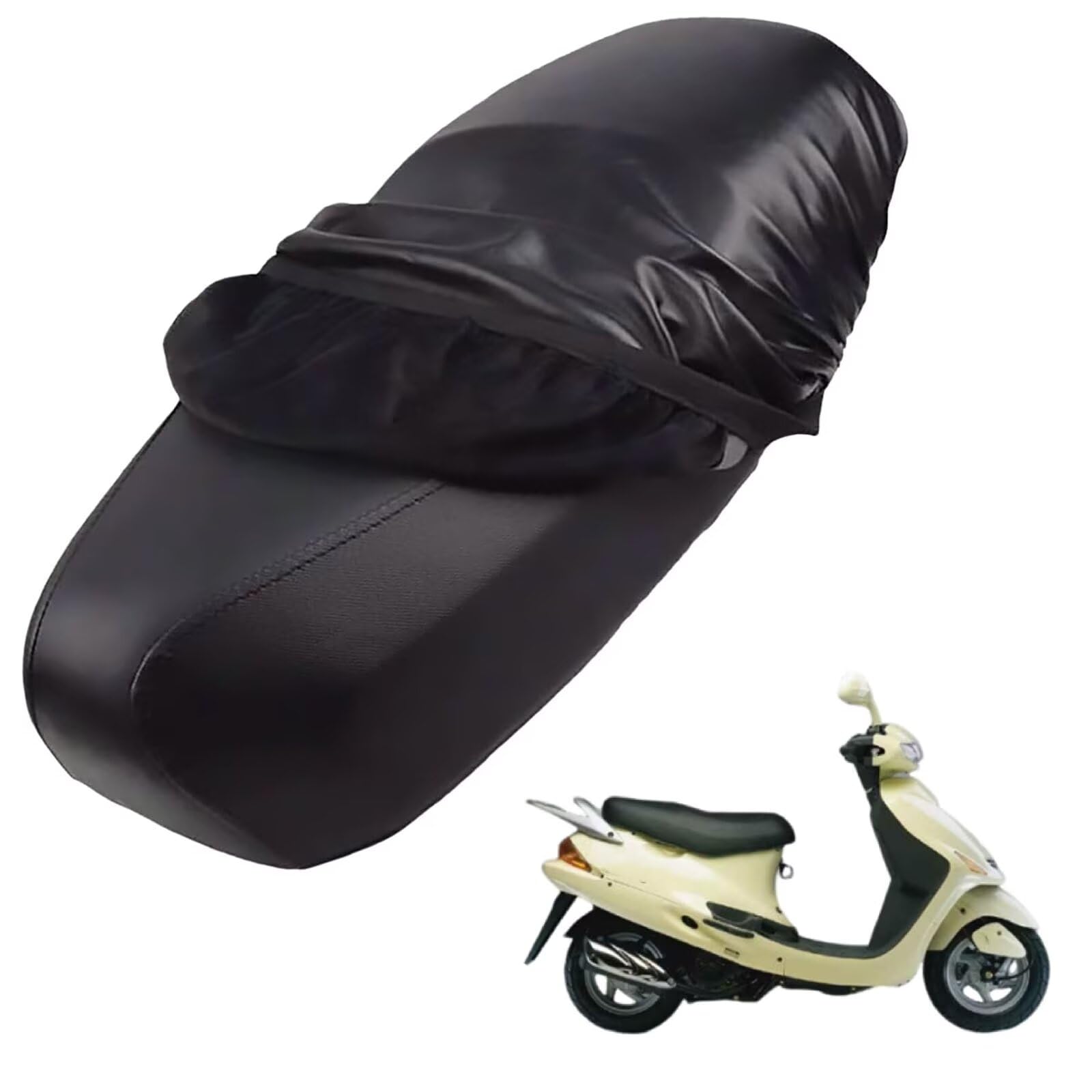 generisch Leder-sitzbezug Motorrad kompatibel mit Kymco Heroism 150 1995-2003,Roller sitzbankbezug,wasserdicht,regendicht,staubdicht und sonnenfest (Black) von generisch