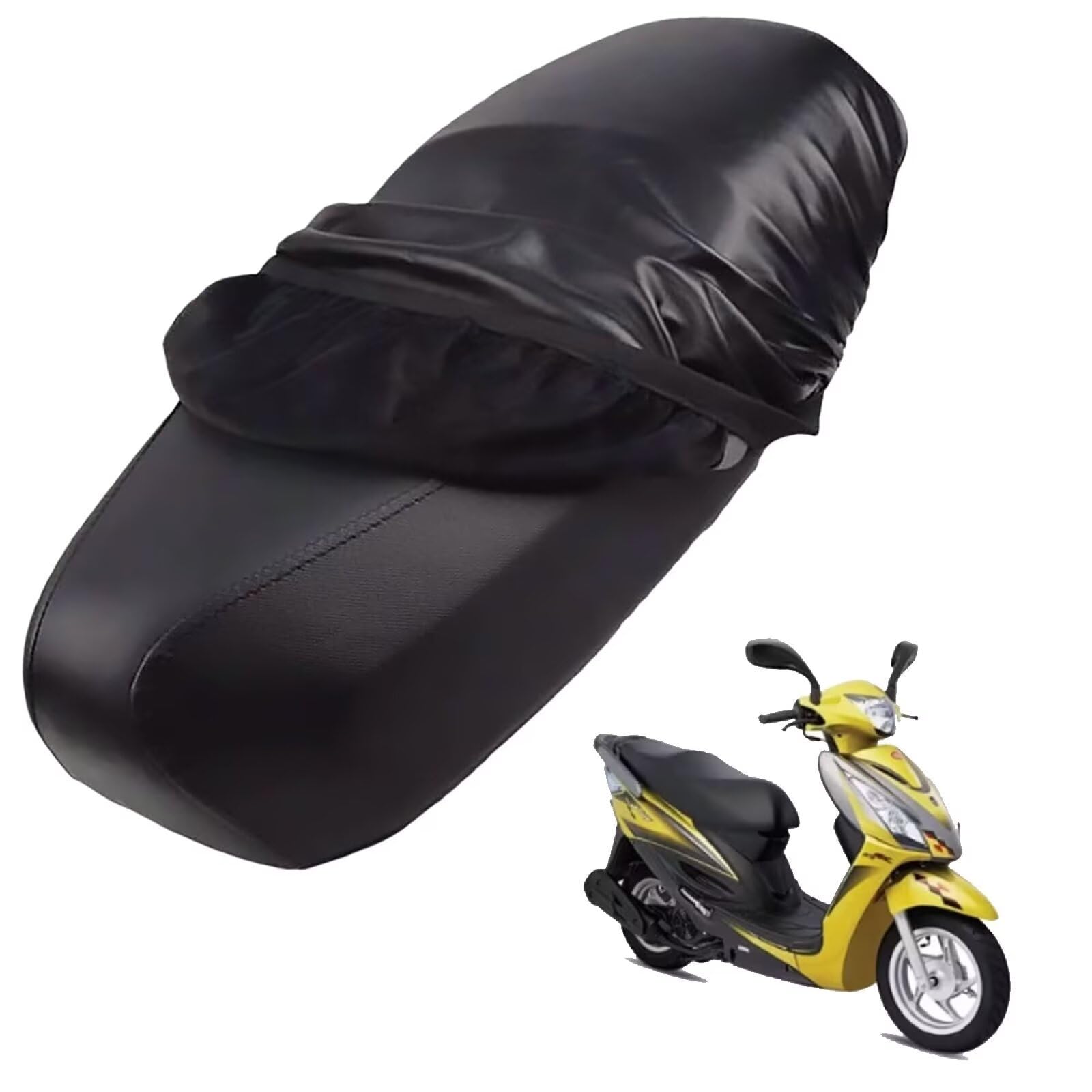 generisch Leder-sitzbezug Motorrad kompatibel mit Kymco Jockey CK 125 2014-2015,Roller sitzbankbezug,wasserdicht,regendicht,staubdicht und sonnenfest (Black) von generisch