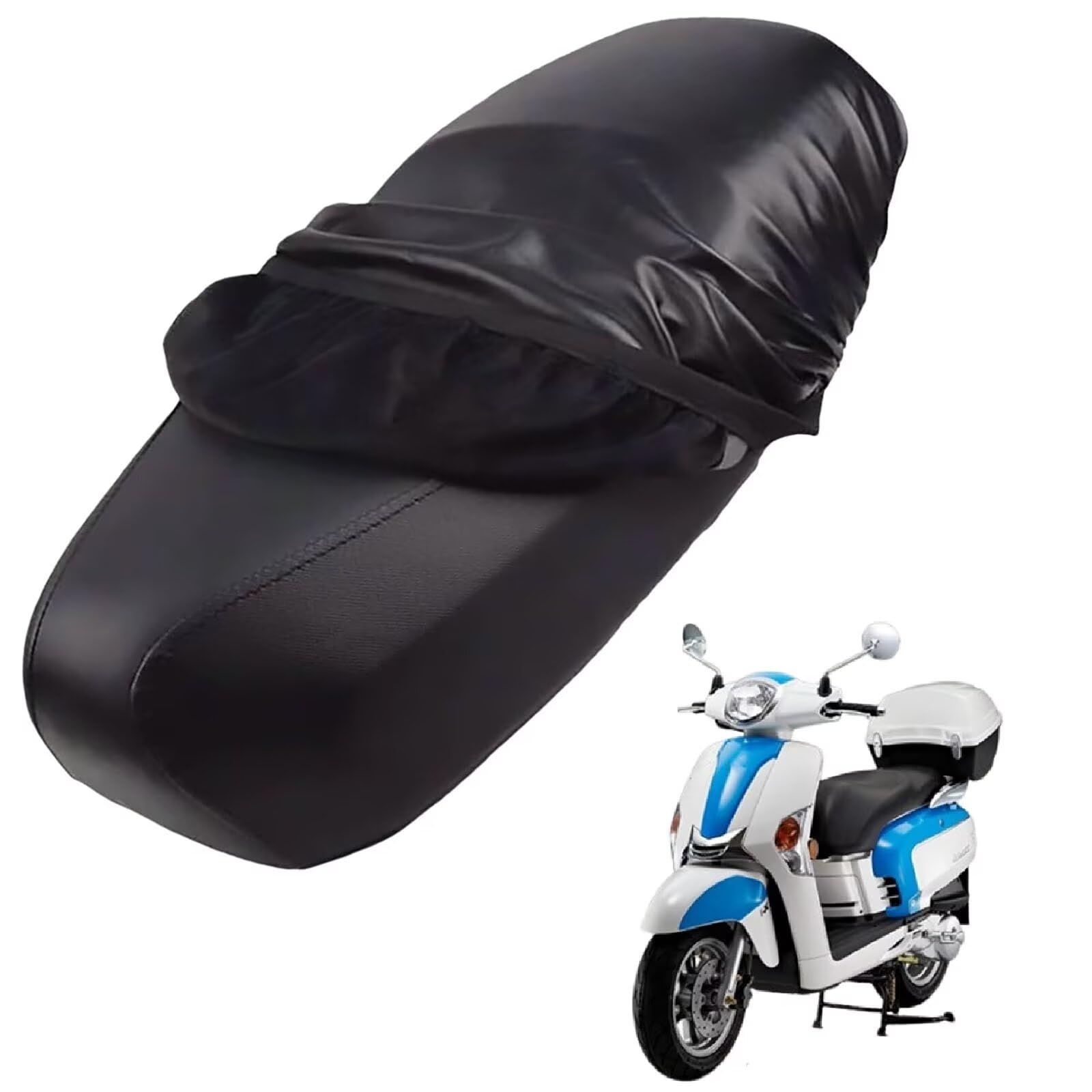 generisch Leder-sitzbezug Motorrad kompatibel mit Kymco Like 125 2014-2015,Roller sitzbankbezug,wasserdicht,regendicht,staubdicht und sonnenfest (Black) von generisch