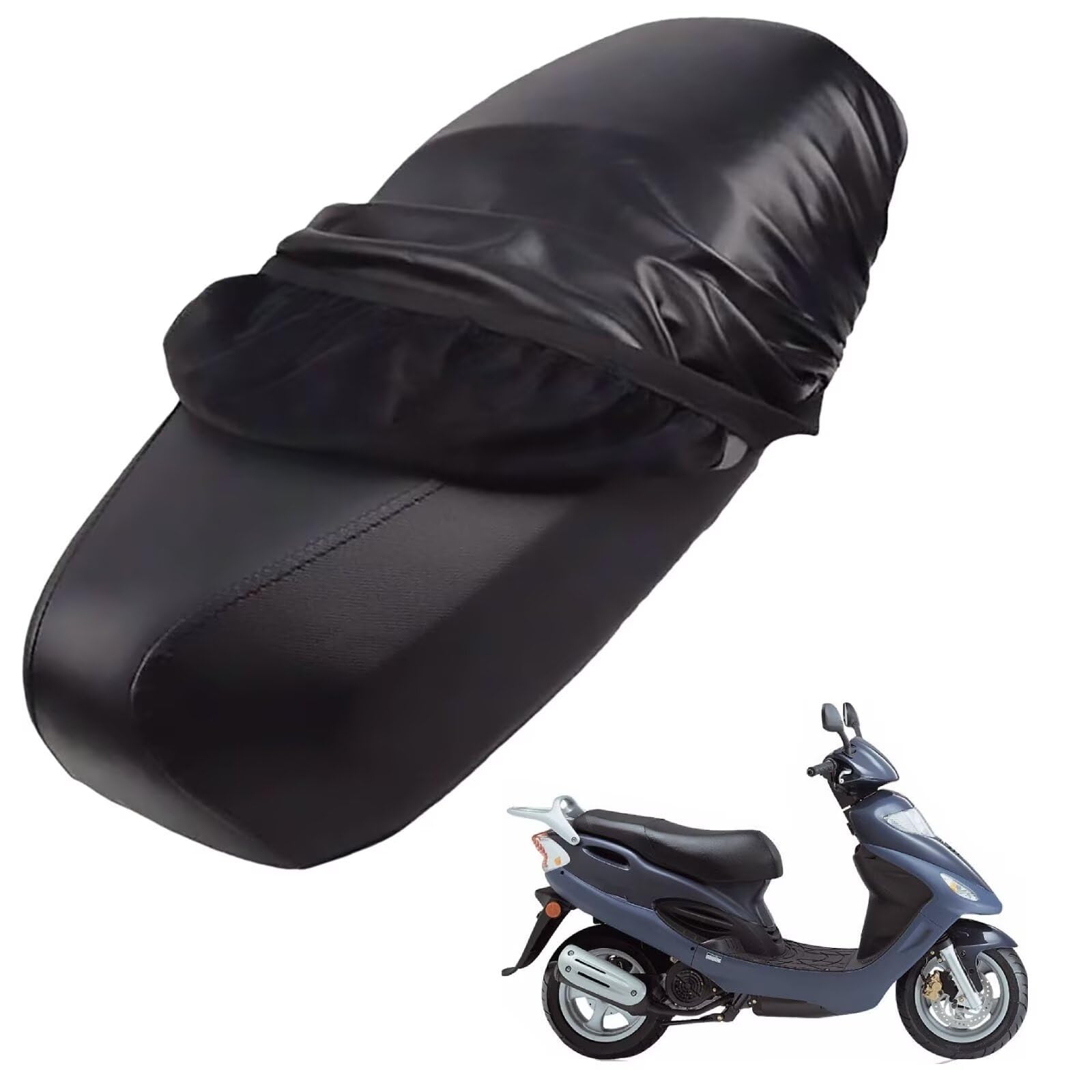 generisch Leder-sitzbezug Motorrad kompatibel mit Kymco Movie XL 125 2005-2008,Roller sitzbankbezug,wasserdicht,regendicht,staubdicht und sonnenfest (Black) von generisch