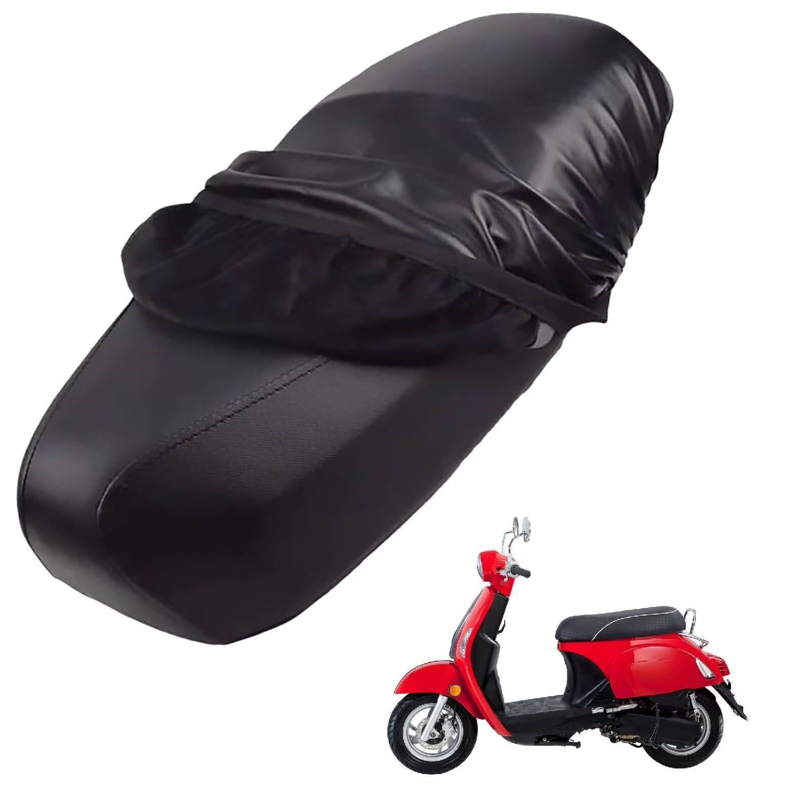 generisch Leder-sitzbezug Motorrad kompatibel mit Kymco New Sento 110i 2011-2015,Roller sitzbankbezug,wasserdicht,regendicht,staubdicht und sonnenfest (Black) von generisch