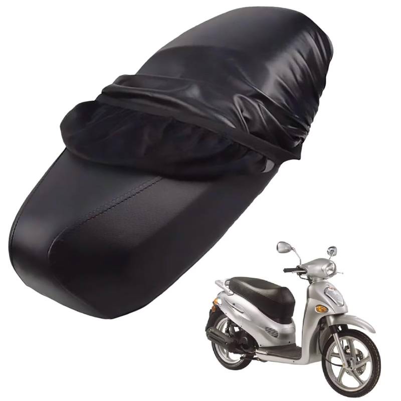 generisch Leder-sitzbezug Motorrad kompatibel mit Kymco People 150 2005-2010,Roller sitzbankbezug,wasserdicht,regendicht,staubdicht und sonnenfest (Black) von generisch