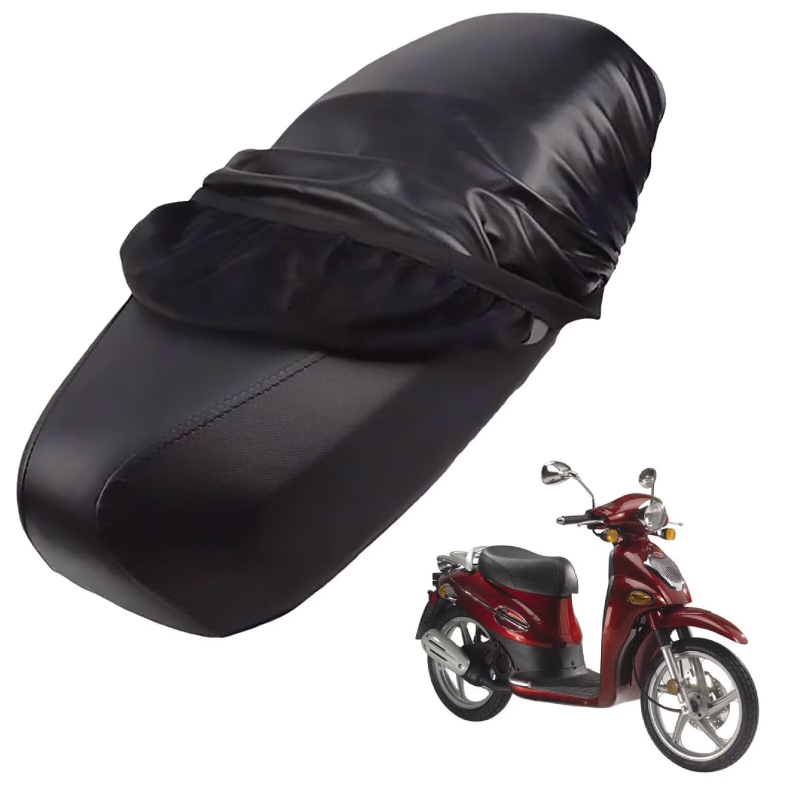 generisch Leder-sitzbezug Motorrad kompatibel mit Kymco People 50 2005-2012,Roller sitzbankbezug,wasserdicht,regendicht,staubdicht und sonnenfest (Black) von generisch