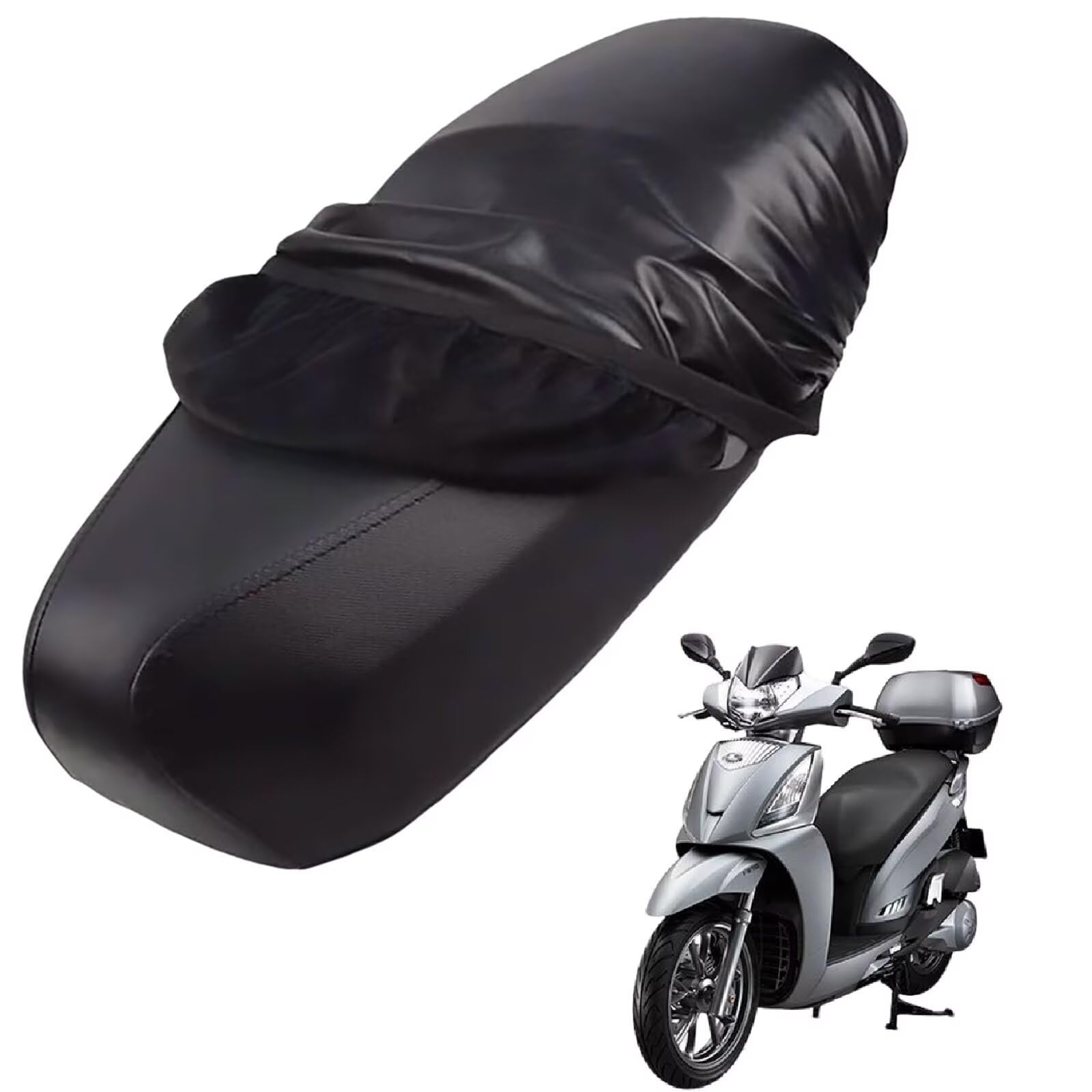 generisch Leder-sitzbezug Motorrad kompatibel mit Kymco People GT 200i 2011-2015,Roller sitzbankbezug,wasserdicht,regendicht,staubdicht und sonnenfest (Black) von generisch