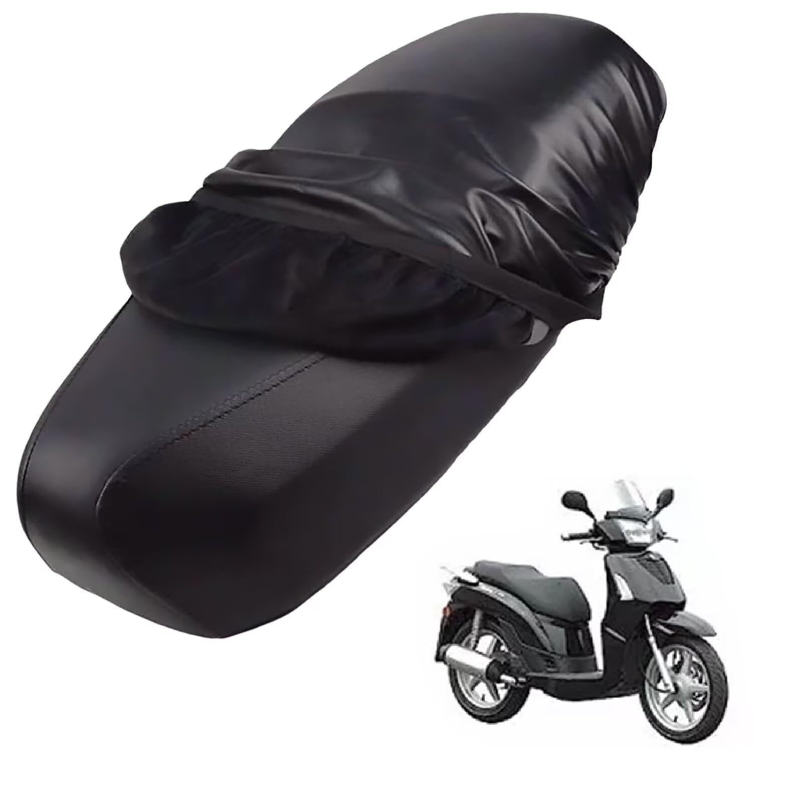 generisch Leder-sitzbezug Motorrad kompatibel mit Kymco People S 200 2008-2010,Roller sitzbankbezug,wasserdicht,regendicht,staubdicht und sonnenfest (Black) von generisch