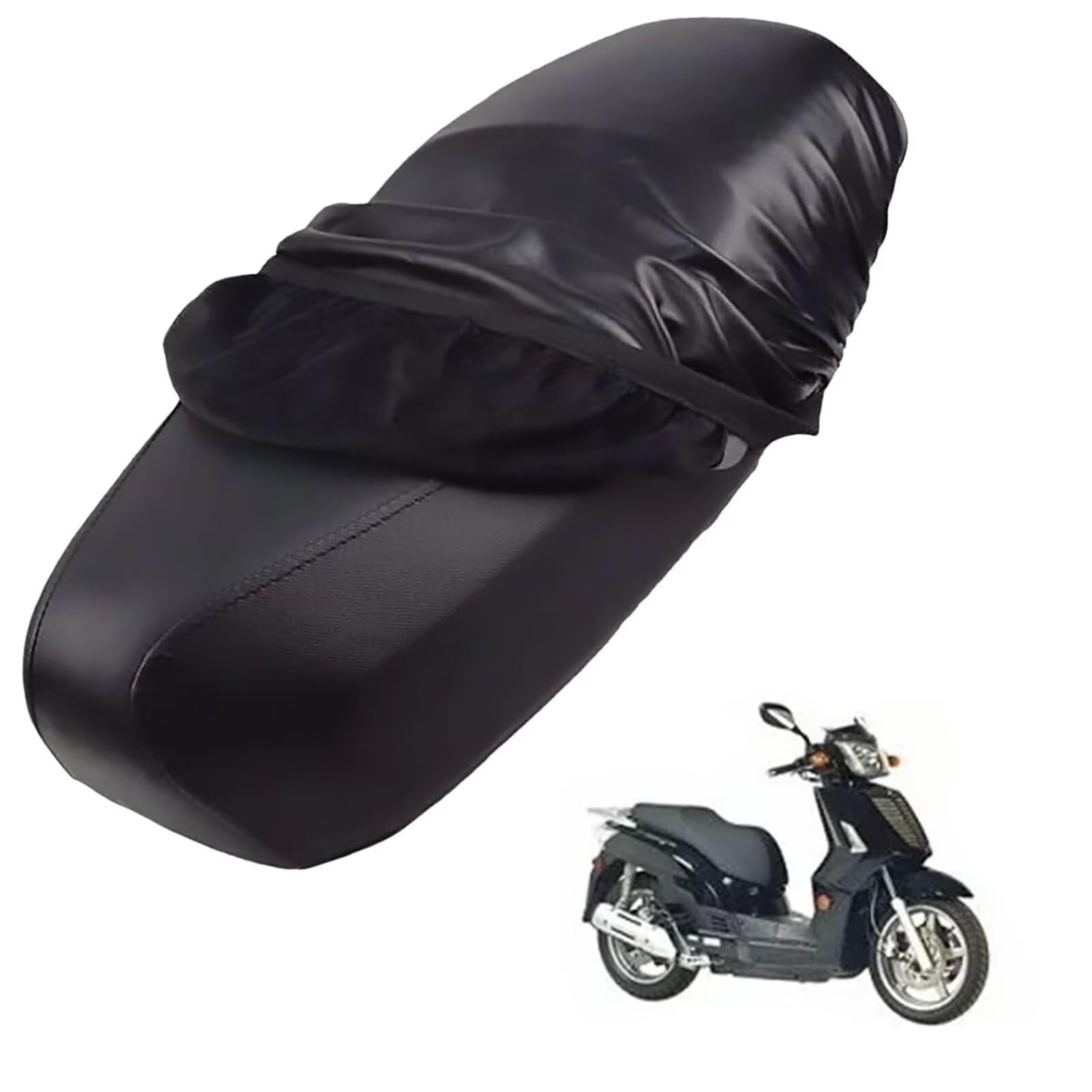 generisch Leder-sitzbezug Motorrad kompatibel mit Kymco People S 250 2008-2010,Roller sitzbankbezug,wasserdicht,regendicht,staubdicht und sonnenfest (Black) von generisch