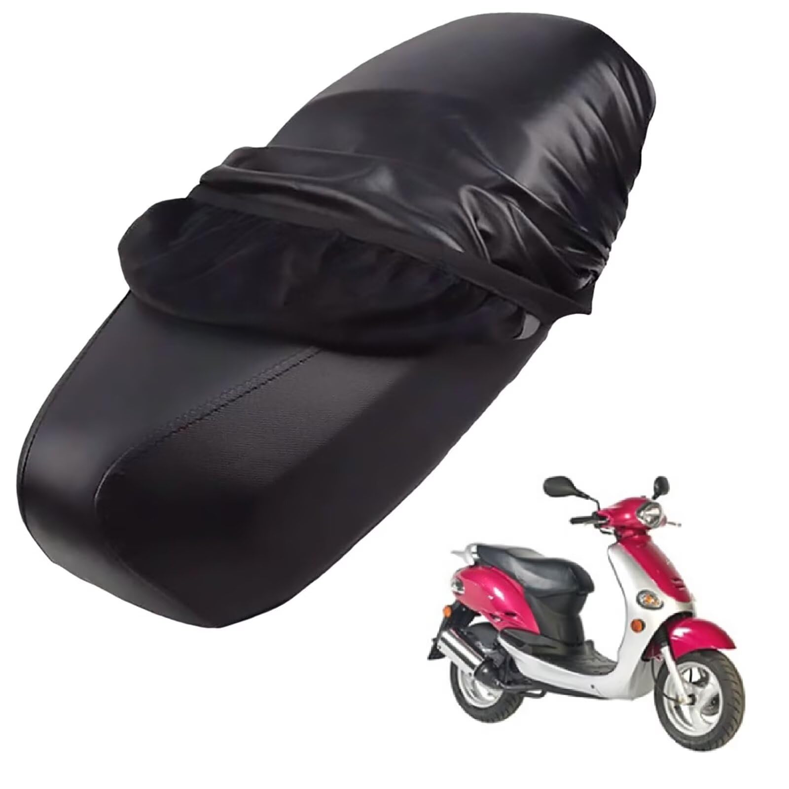 generisch Leder-sitzbezug Motorrad kompatibel mit Kymco Sting 50 2008-2010,Roller sitzbankbezug,wasserdicht,regendicht,staubdicht und sonnenfest (Black) von generisch