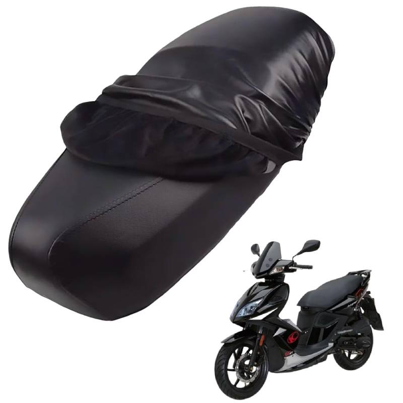 generisch Leder-sitzbezug Motorrad kompatibel mit Kymco Super 8 50 2T 2009-2015,Roller sitzbankbezug,wasserdicht,regendicht,staubdicht und sonnenfest (Black) von generisch