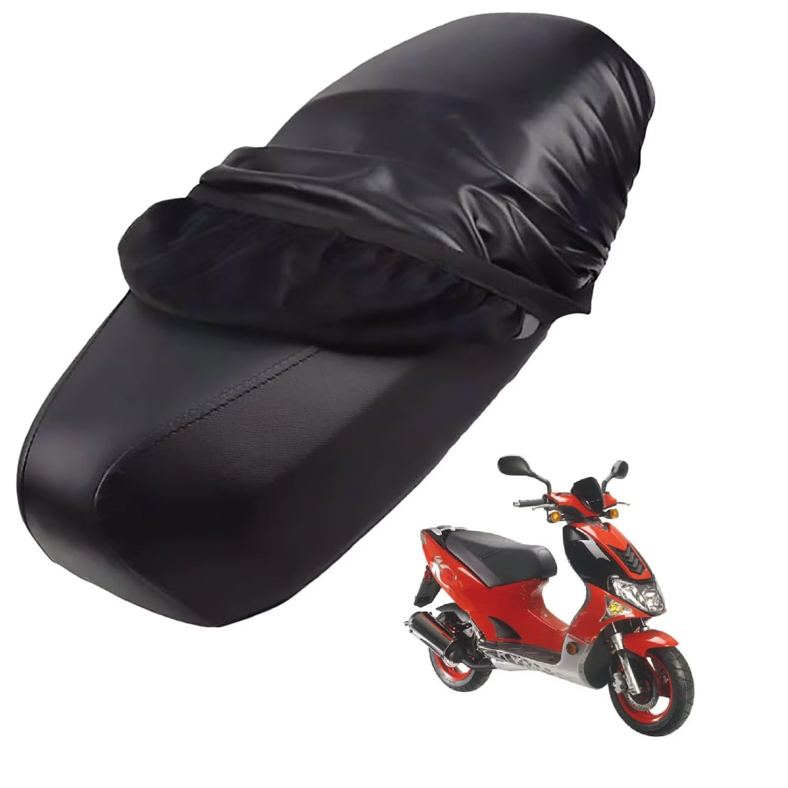 generisch Leder-sitzbezug Motorrad kompatibel mit Kymco Super 9 2005-2006,Roller sitzbankbezug,wasserdicht,regendicht,staubdicht und sonnenfest (Black) von generisch