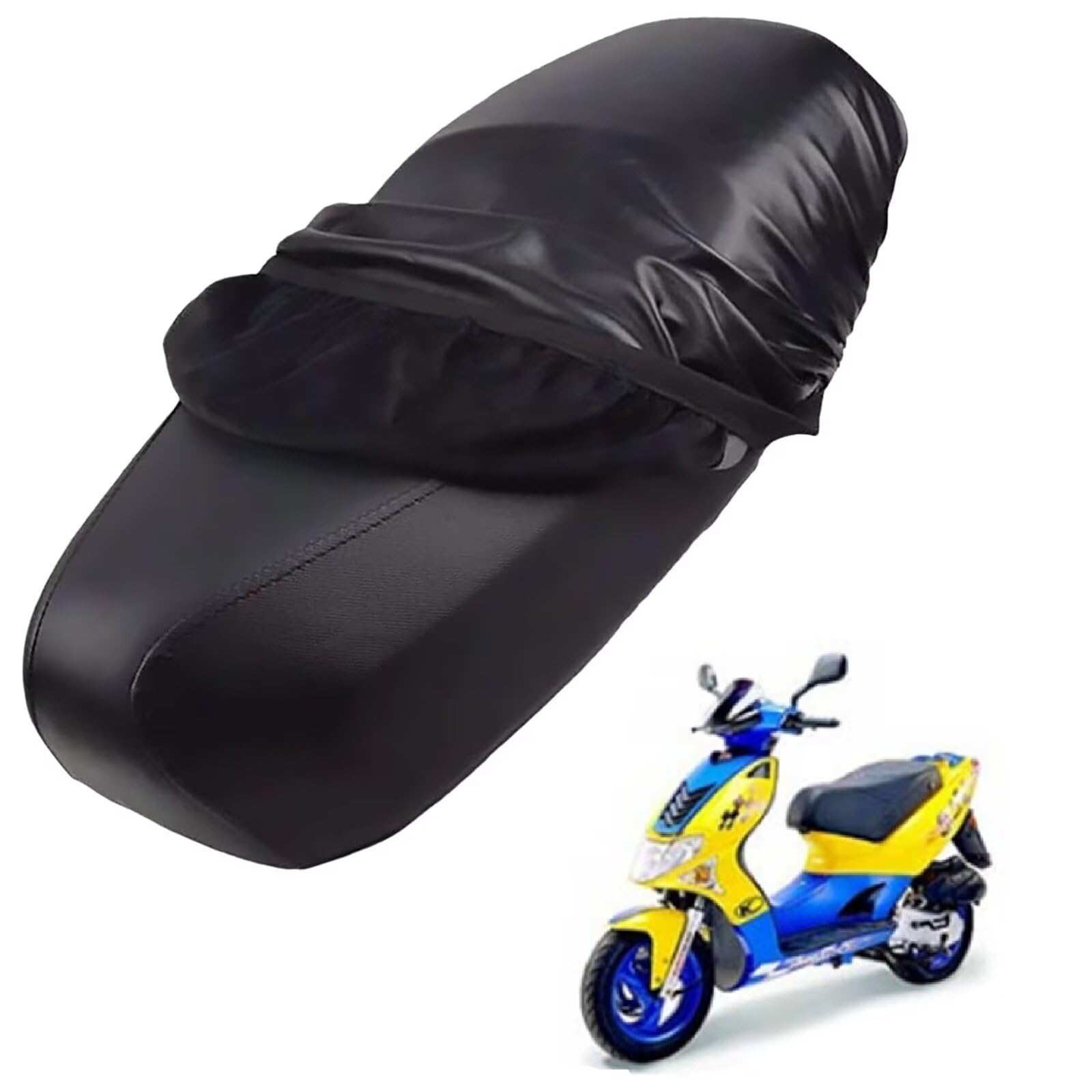 generisch Leder-sitzbezug Motorrad kompatibel mit Kymco Super 9 50 2008-2009,Roller sitzbankbezug,wasserdicht,regendicht,staubdicht und sonnenfest (Black) von generisch