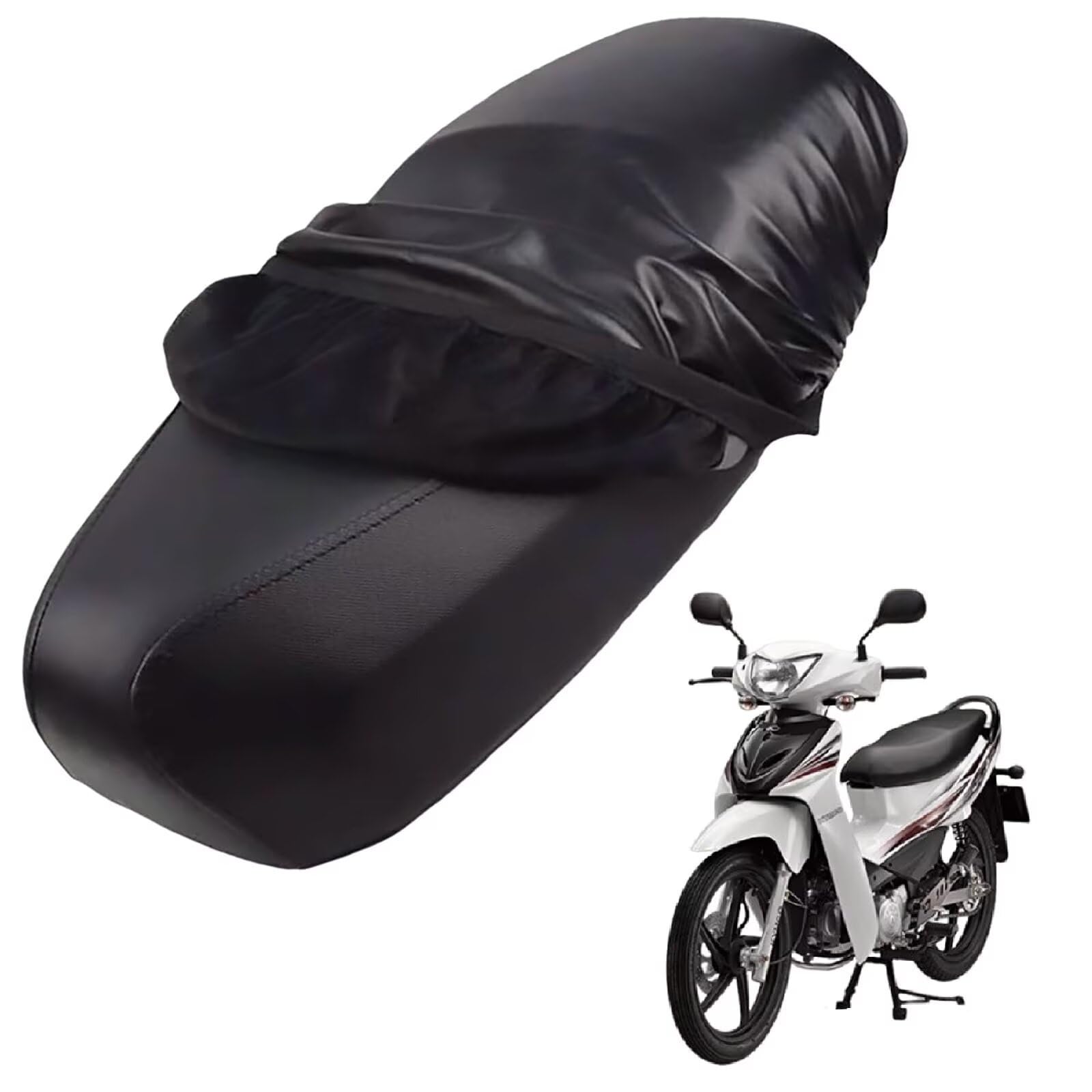 generisch Leder-sitzbezug Motorrad kompatibel mit Kymco Visar 110 2014-2015,Roller sitzbankbezug,wasserdicht,regendicht,staubdicht und sonnenfest (Black) von generisch