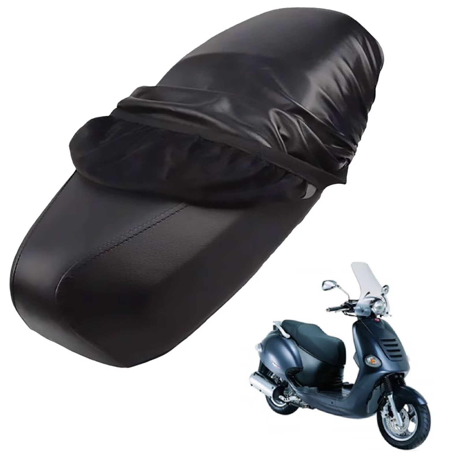 generisch Leder-sitzbezug Motorrad kompatibel mit Kymco Yup 250 2003-2008,Roller sitzbankbezug,wasserdicht,regendicht,staubdicht und sonnenfest (Black) von generisch