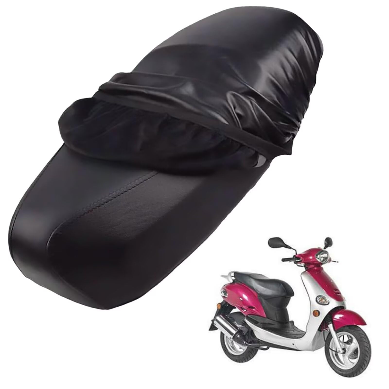 generisch Leder-sitzbezug Motorrad kompatibel mit Kymco Yup 50 2006-2008,Roller sitzbankbezug,wasserdicht,regendicht,staubdicht und sonnenfest (Black) von generisch