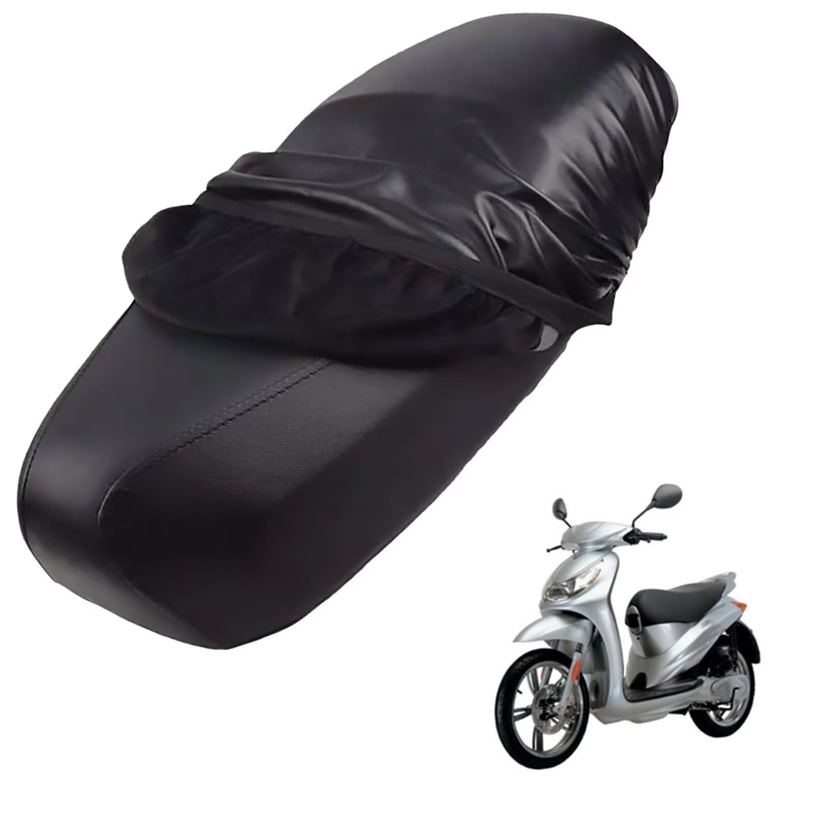 generisch Leder-sitzbezug Motorrad kompatibel mit Peugeot Looxor 2002-Present,Roller sitzbankbezug,wasserdicht,regendicht,staubdicht und sonnenfest (Black) von generisch