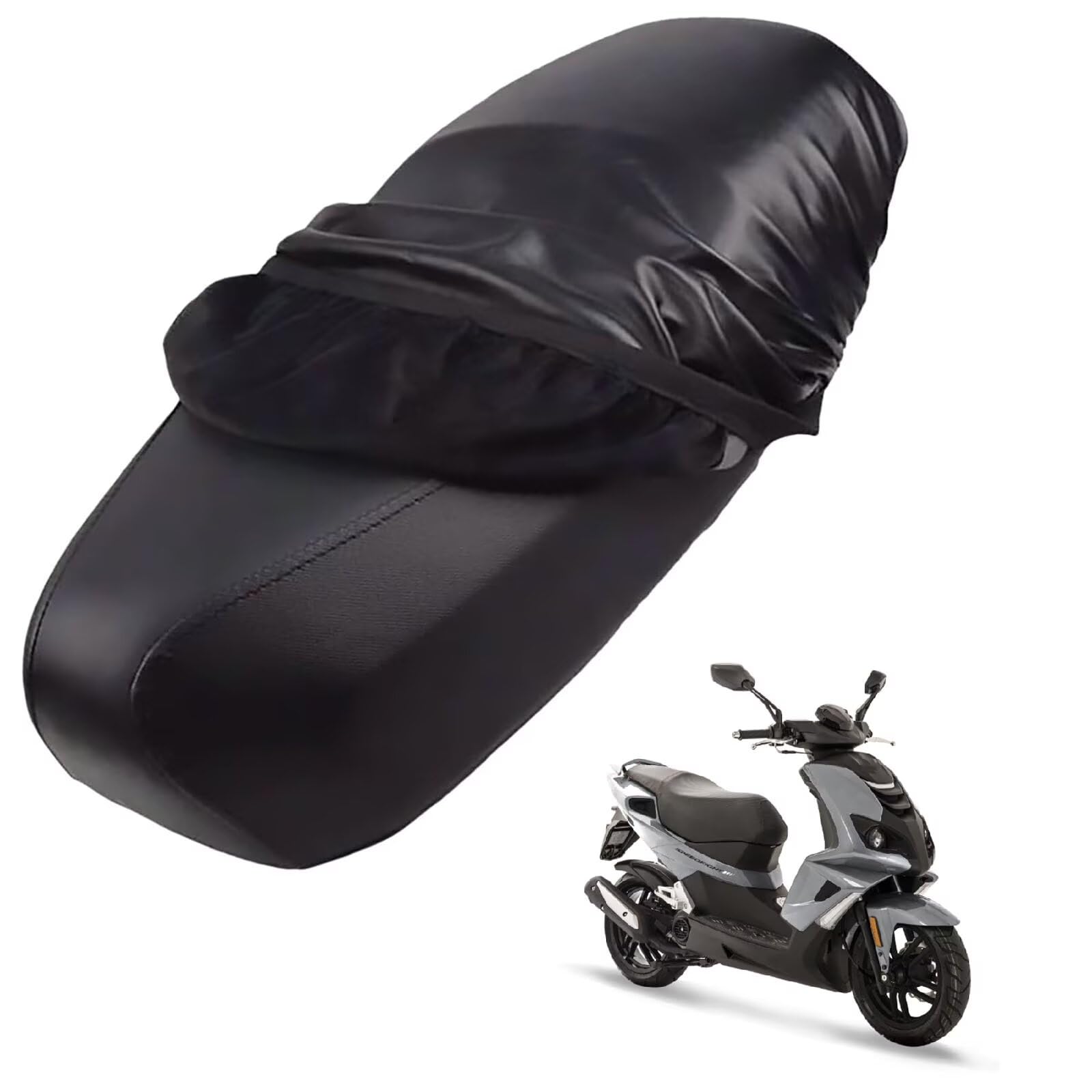 generisch Leder-sitzbezug Motorrad kompatibel mit Peugeot Speedfight 2000-Present,Roller sitzbankbezug,wasserdicht,regendicht,staubdicht und sonnenfest (Black) von generisch